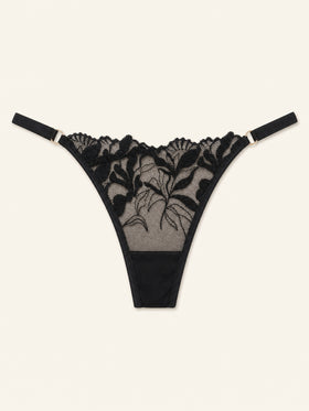 Black Floral Lace Lingerie Set with Strappy Elegance-Lingerie Set-Bellascena-bellascena