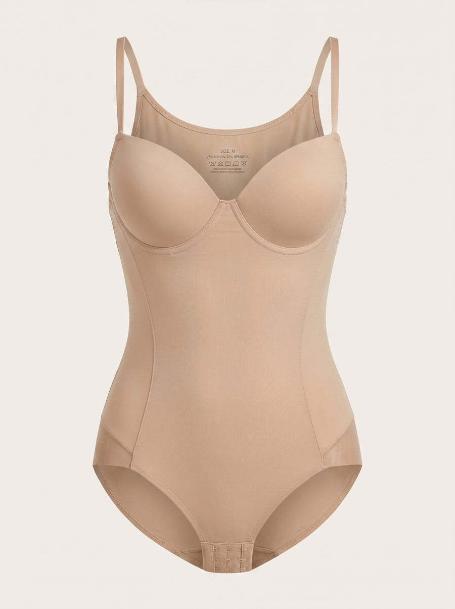Nude Nylon Bodysuit with Adjustable Straps-Bodysuit-Bellascena-bellascena