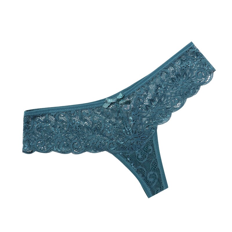 Sheer Floral Pink Lace Panty with Bow Detail-Panty-Bellascena-Green-S-bellascena