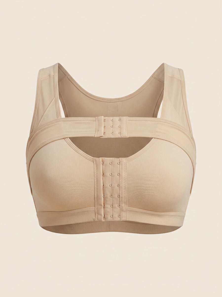Wireless Beige Cotton Bra with Front Closure-Bra-Bellascena-Beige-S-bellascena