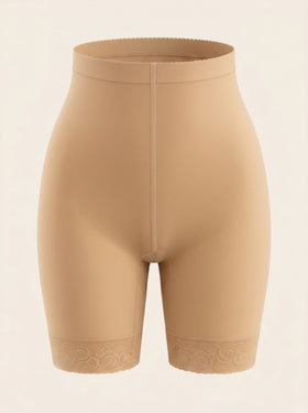 Beige Nylon Shapewear with Sheer Lace Trim-Shapewear-Bellascena-Beige-S-bellascena