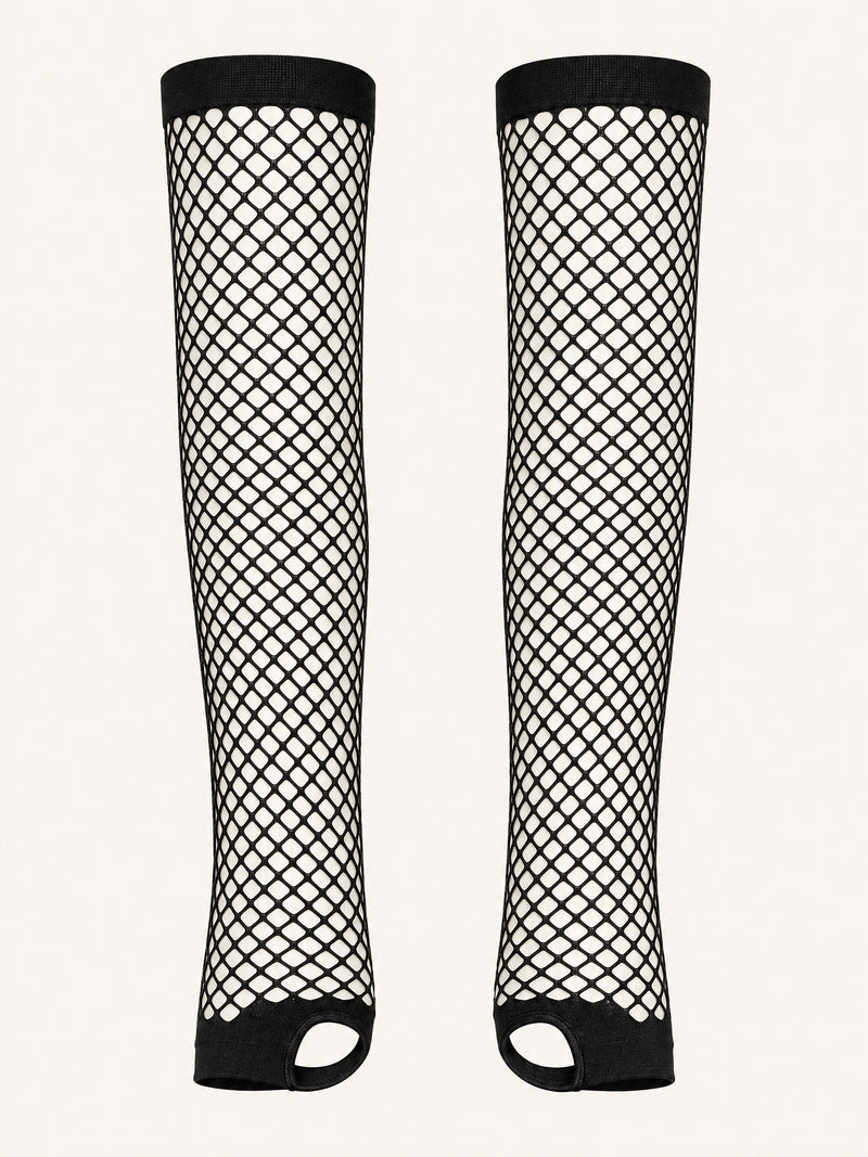 Black Fishnet Stockings with Sheer Detailing