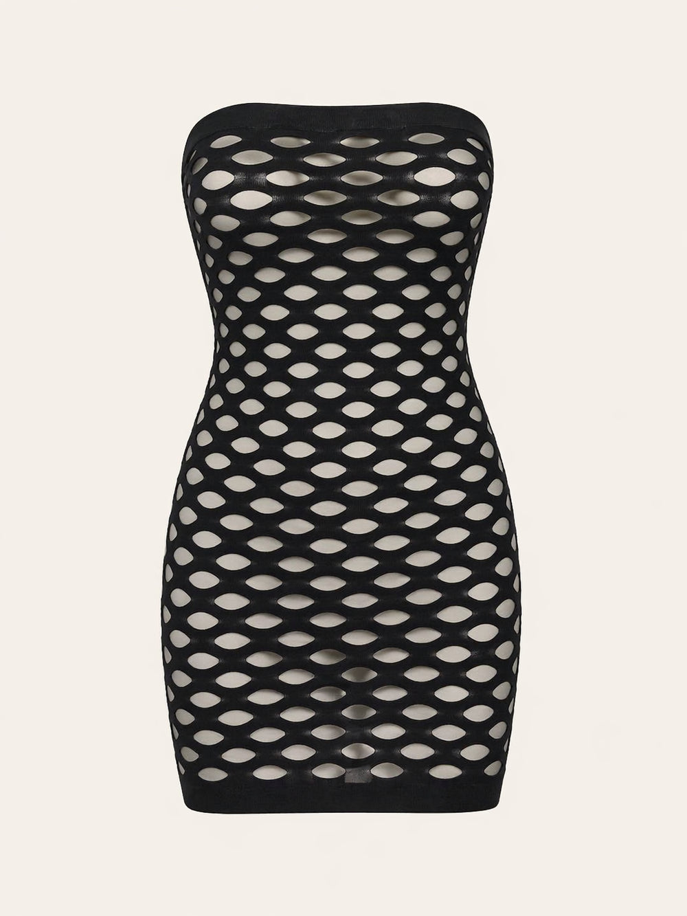Schwarzes Mesh-Riemchenkleid mit transparenten Details