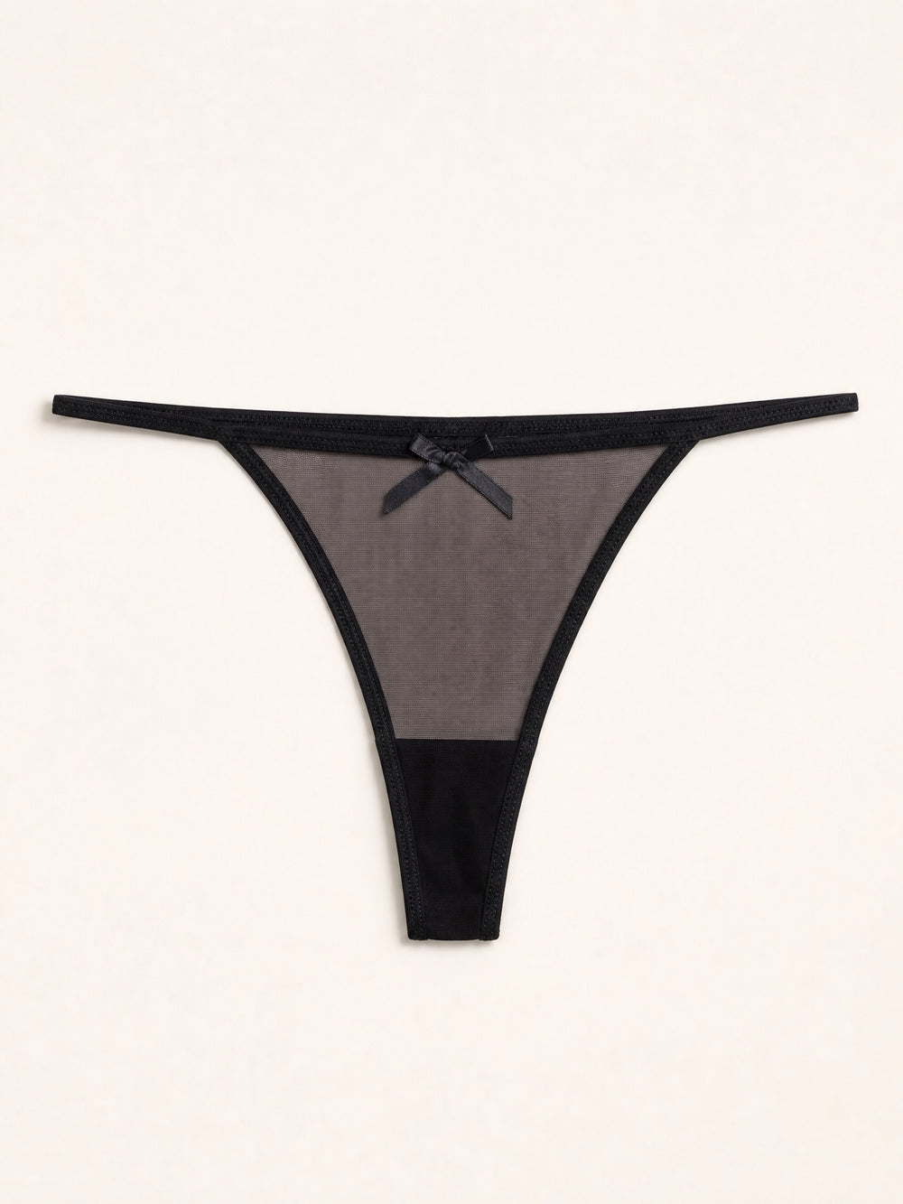 Schwarzer Mesh-String mit Spitzen-Schleifen-Detail