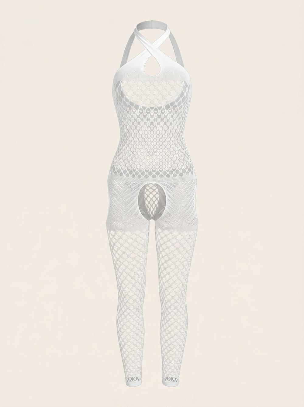 Bold White Mesh Jumpsuit with Cutouts