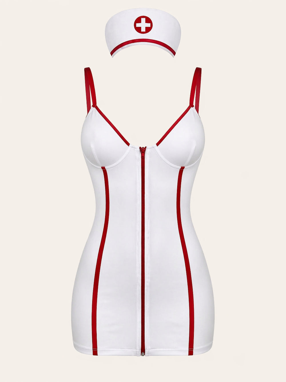 Audace body bianco in raso con cerniera frontale e dettaglio rosso