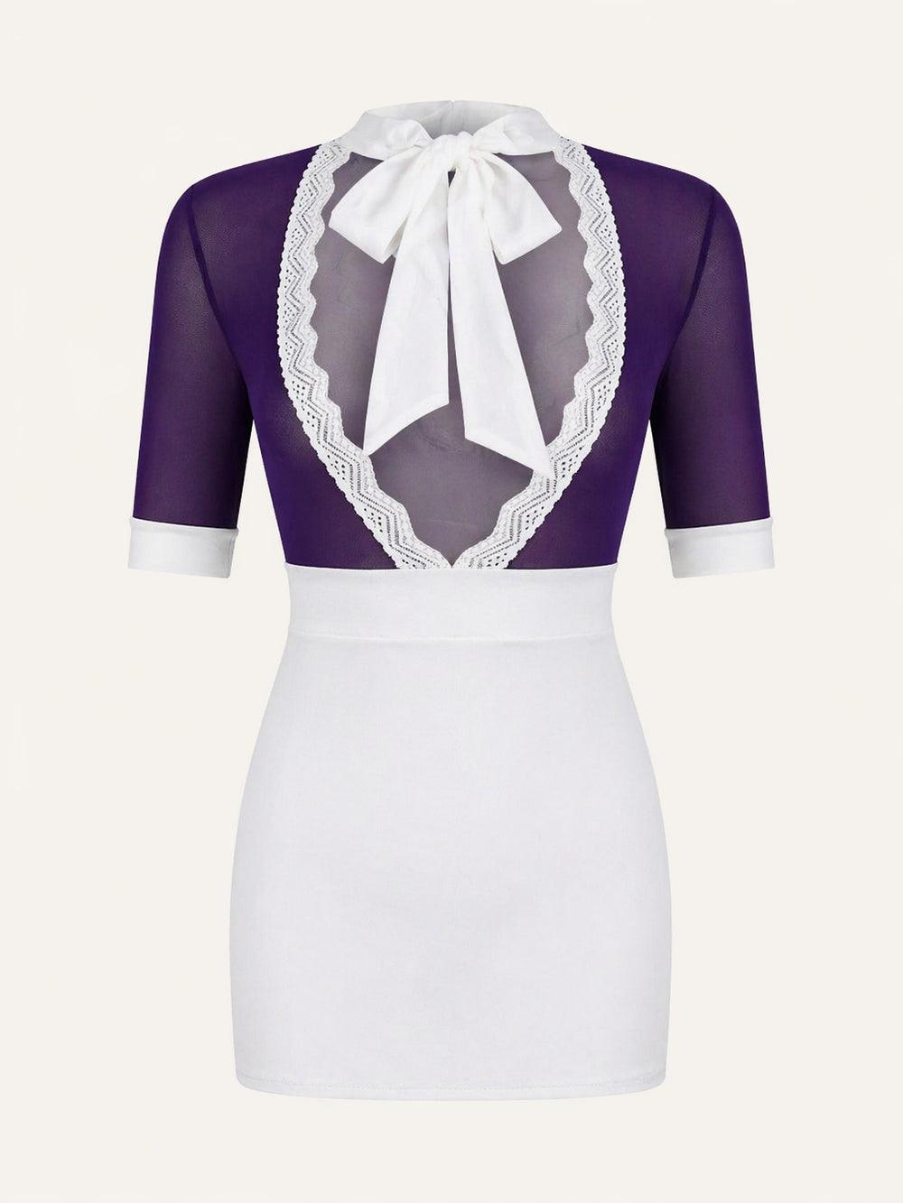 Set di lingerie in rete viola incantevole con bordi e spalline in pizzo