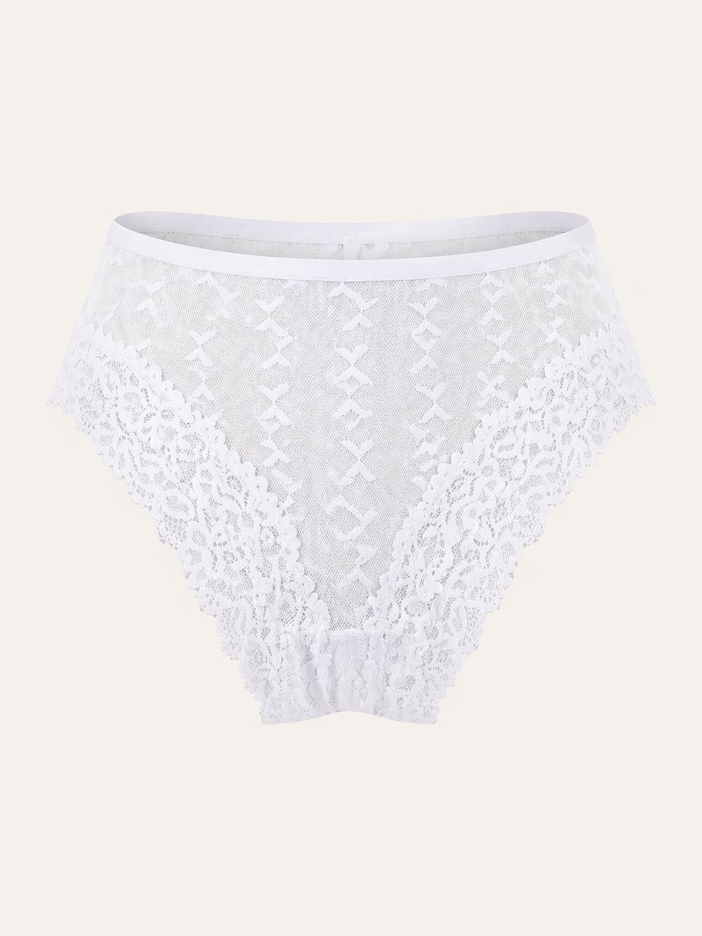 Elegant White Lace Panty with Sheer Scalloped Edges