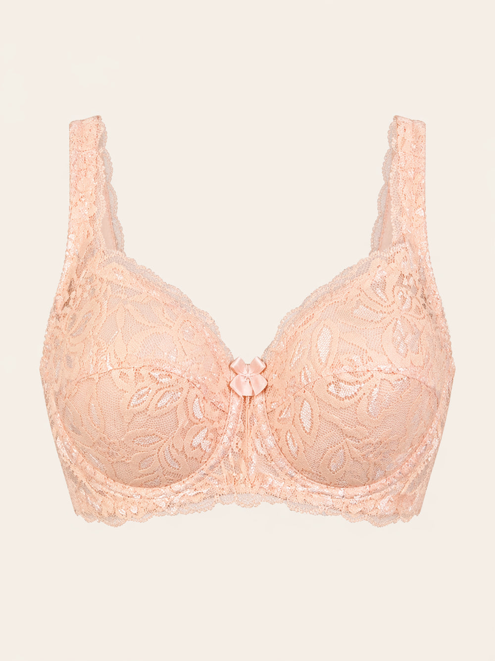 Elegant Black Lace Bra with Scalloped Edges and Bow Detail