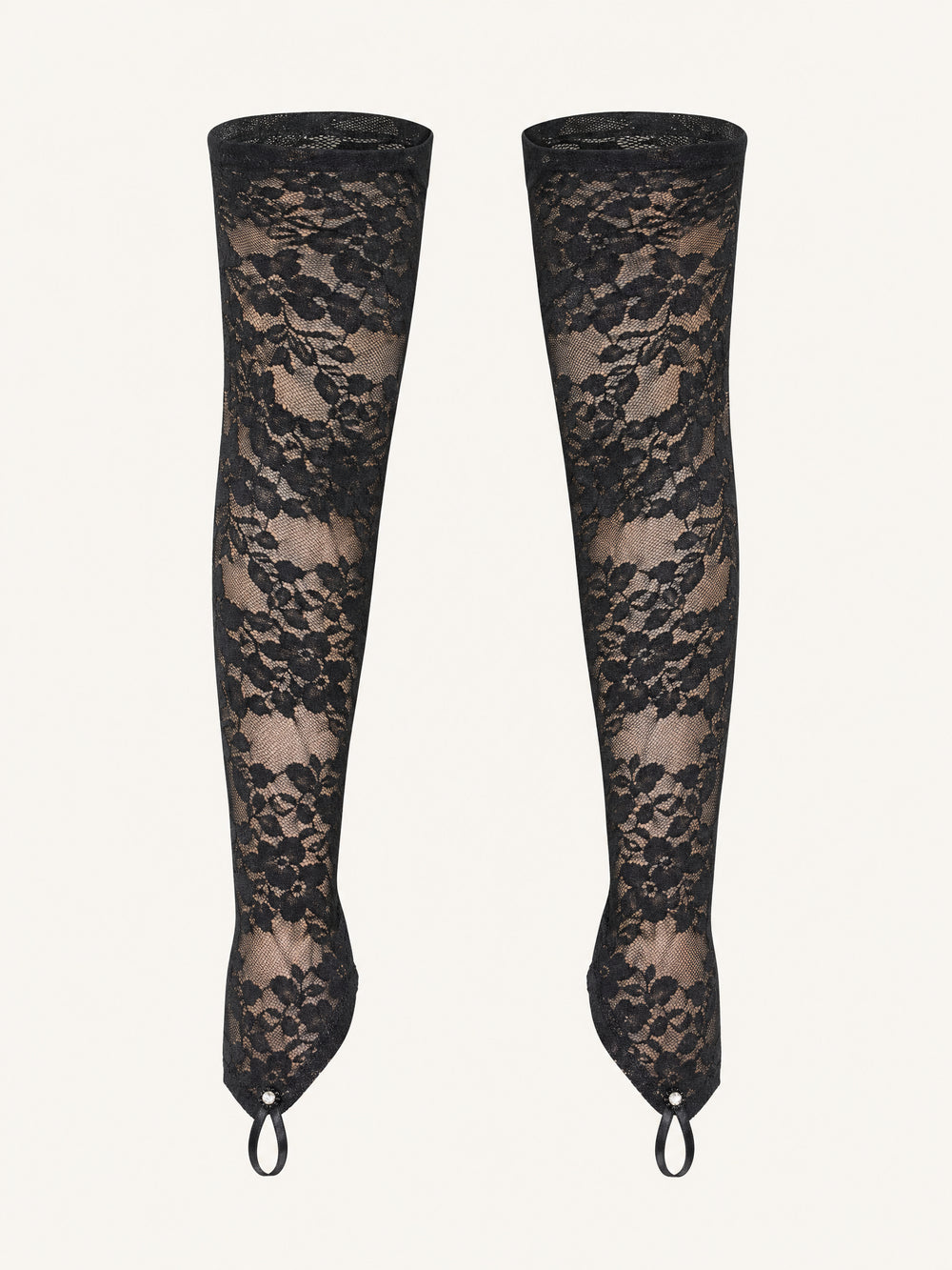 Floral Black Lace Tights with Sheer Detail