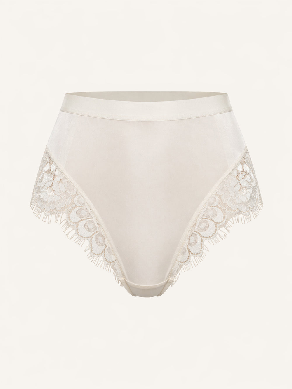 Ivory Lace High-Waisted Panty with Scalloped Edges