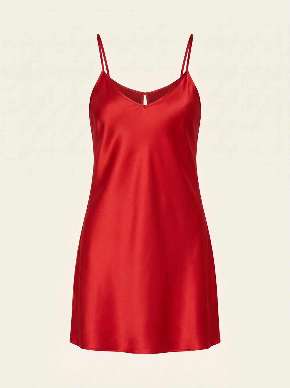 Rood satijnen nachthemd met doorschijnende elegantie