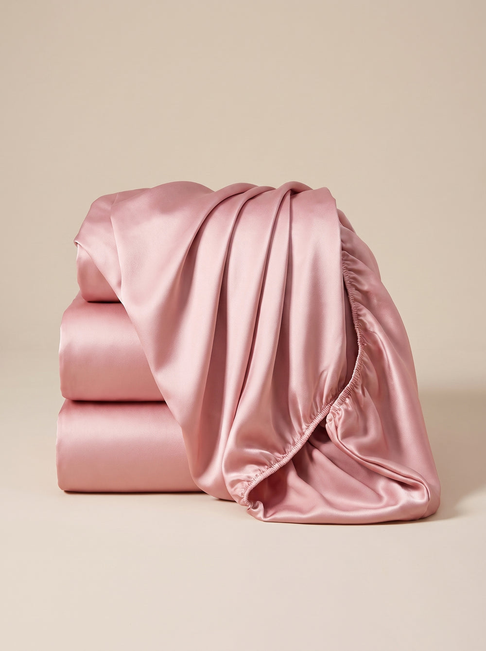 Rose Pink Satin Fitted Sheet with Smooth Finish
