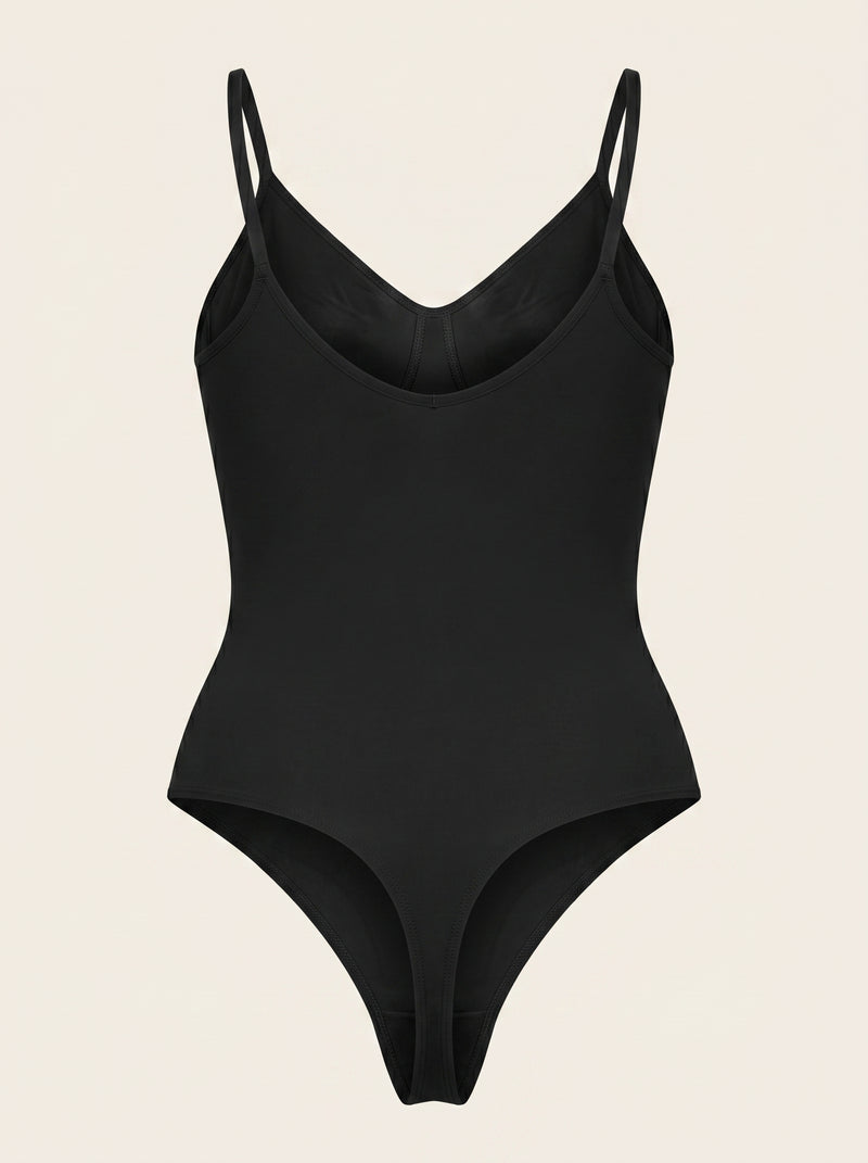 Body nero opaco senza cuciture con spalline