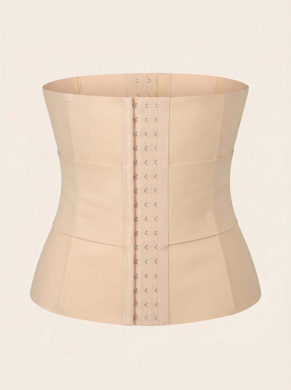 Solid Beige Satin Waist Cincher with Hook-and-Eye Closure