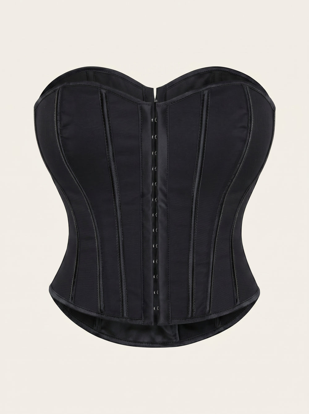 Sophisticated Black Satin Corset with Boned Structure