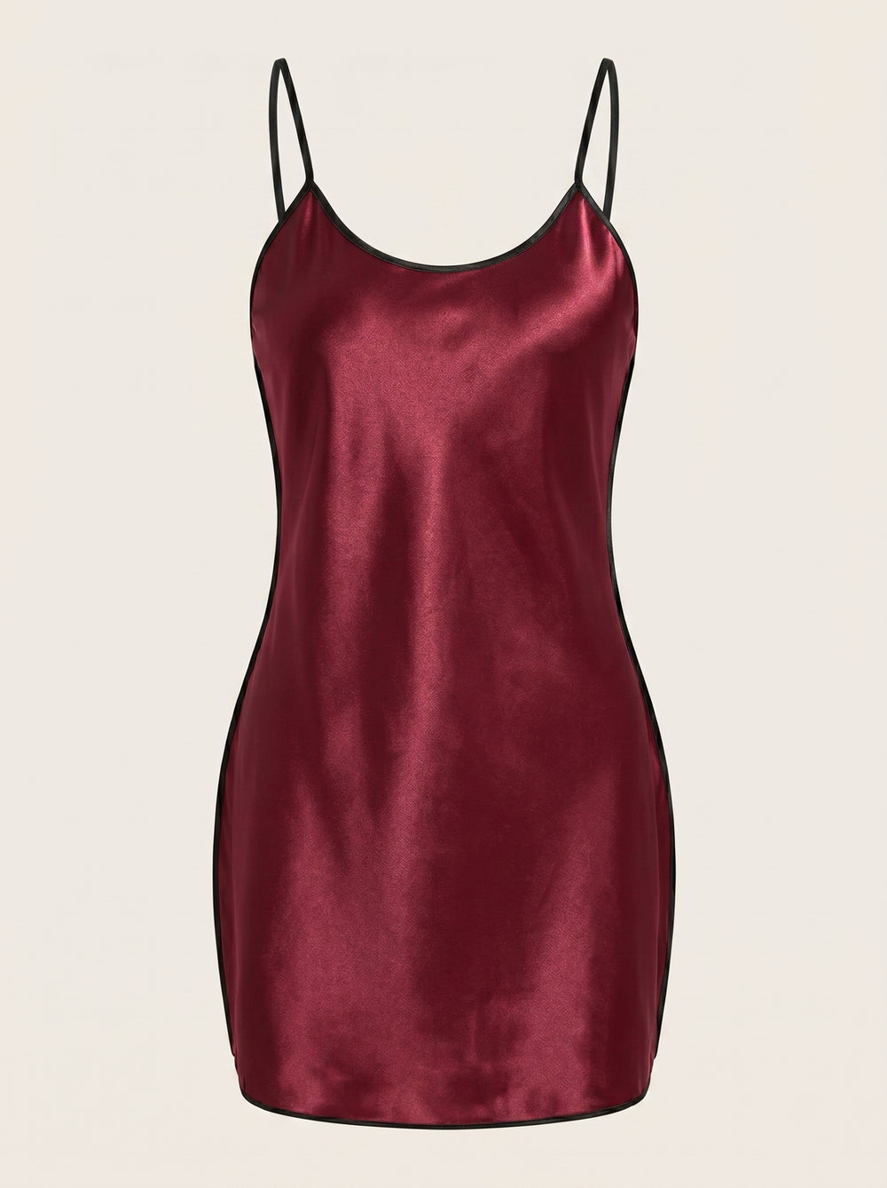 Strappy Deep Red Satin Nightgown with Cutout Style