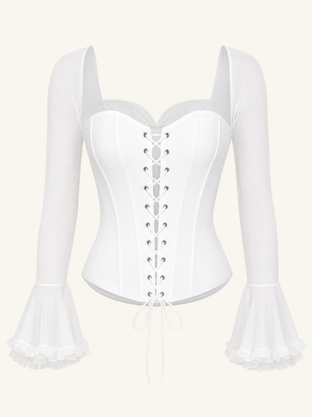 White Cotton Corset with Lace-Up Detail