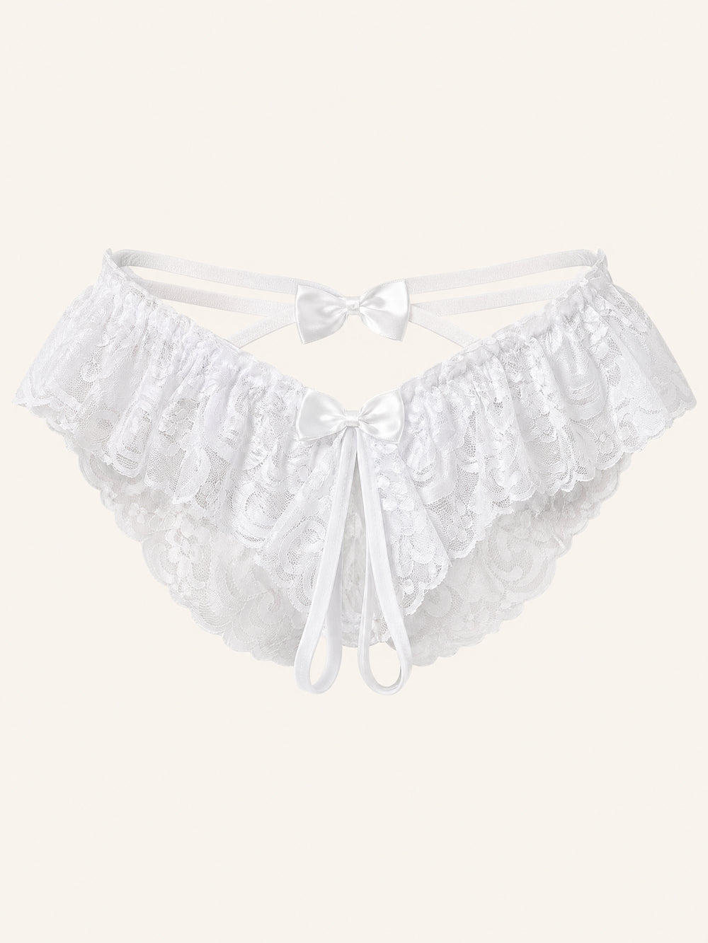 White and Black Lace Panty with Bow Detail