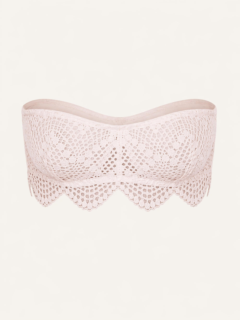 Wireless Pale Pink Lace Bra with Strappy Detail
